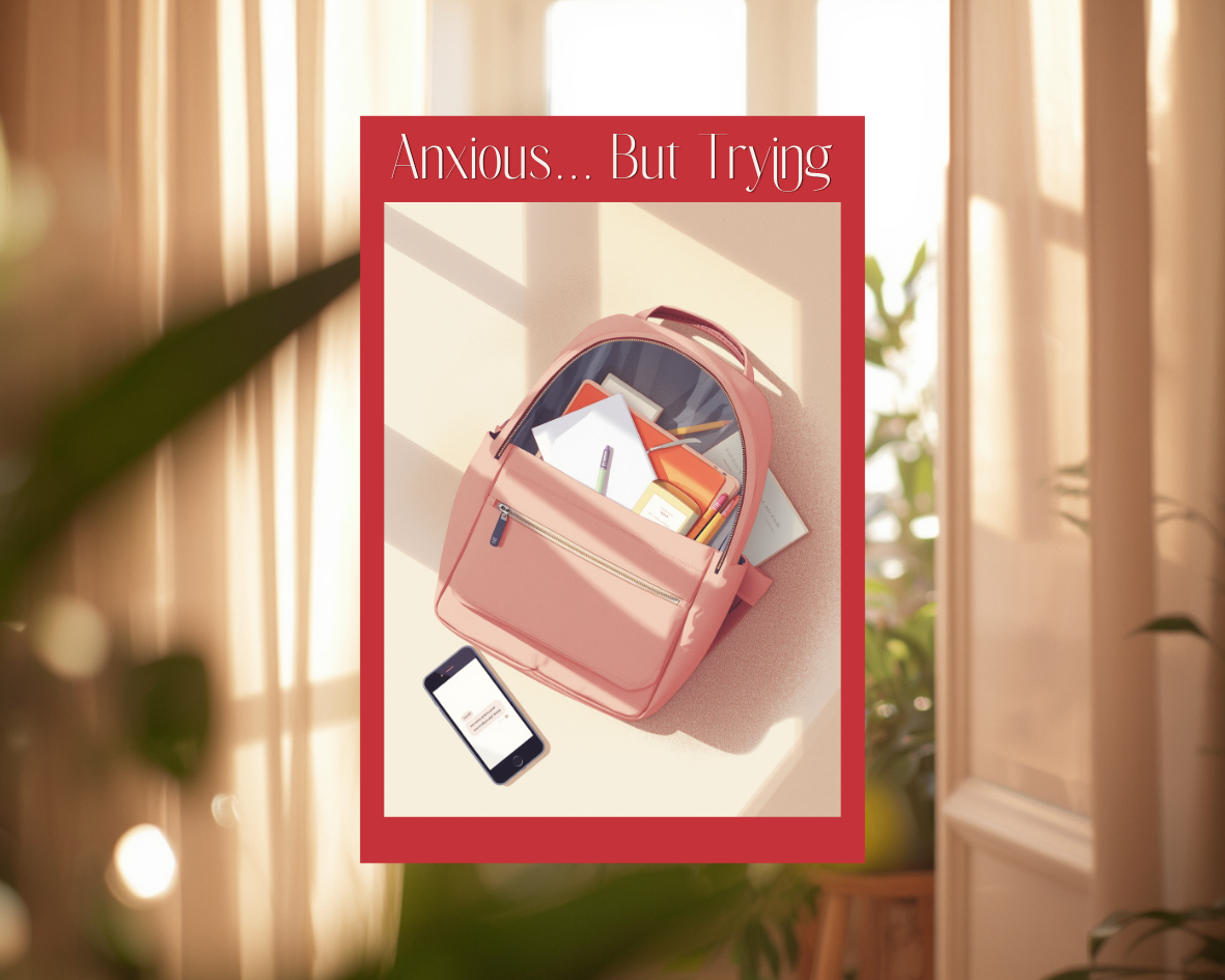 a teenagers backpack getting ready for school with an iphone